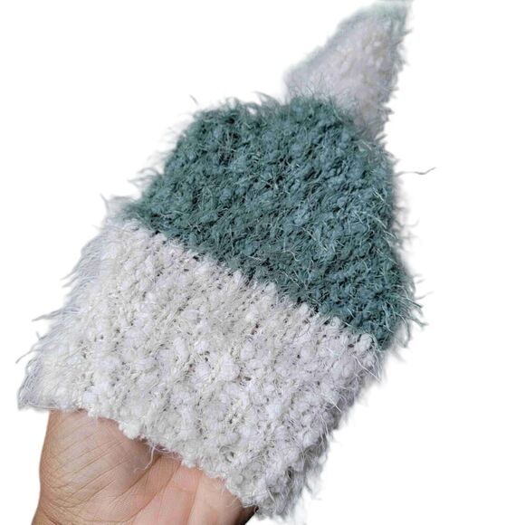 SO Green White Striped Fuzzy Knit V Neck Pullover Sweater Long Sleeves Size XL - Picture 4 of 7